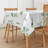 Aperturee Fresh Boho Spring Tablecloth with Green Leaves, for Botanical Themed Wedding or Baby Shower Decor